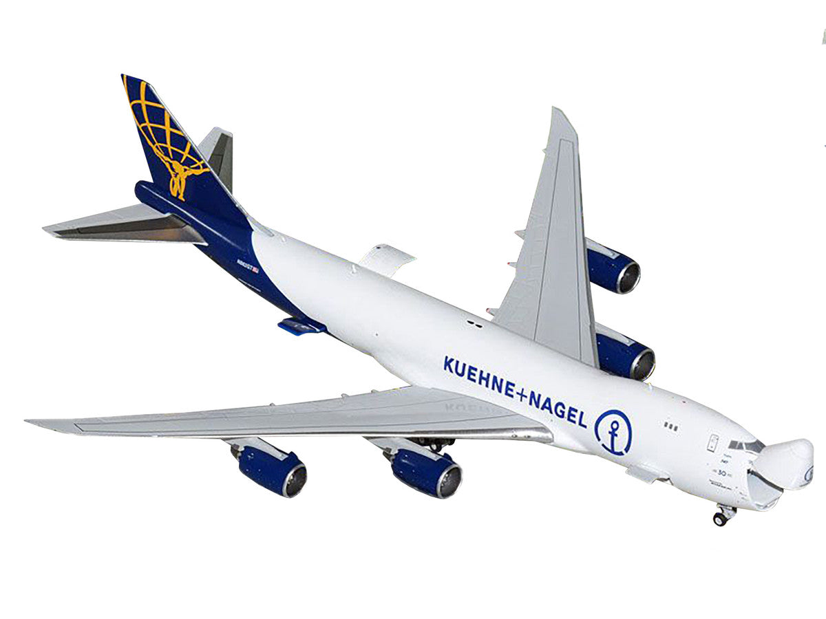 Boeing 747-8F Commercial Aircraft "Atlas Air - Kuehne+Nagel" (N862GT) White with Blue Tail "Interactive Series" 1/400 Diecast Model Airplane by GeminiJets LuxuryLifeWay Online Store