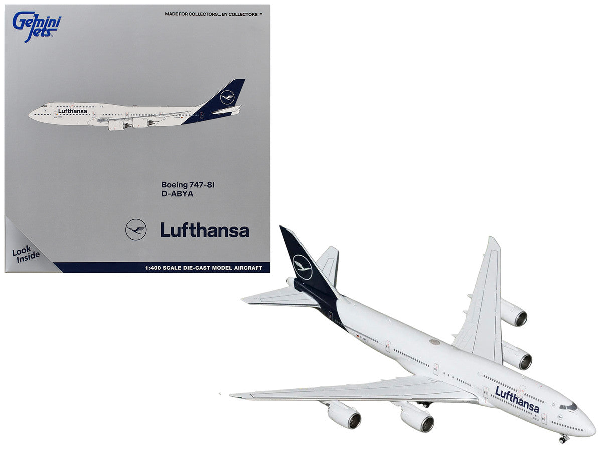 Boeing 747-8I Commercial Aircraft "Lufthansa" (D-ABYA) White with Dark Blue Tail 1/400 Diecast Model GeminiJets LuxuryLifeWay Online Store
