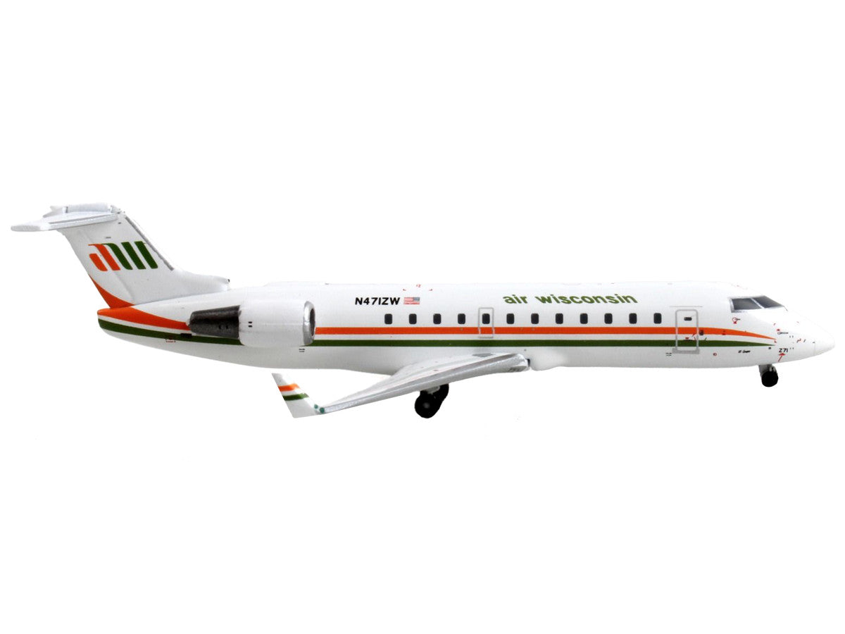 Bombardier CRJ200 Commercial Aircraft "Air Wisconsin" White with Orange and Green Stripes 1/400 Diecast Model Airplane by GeminiJets LuxuryLifeWay Online Store