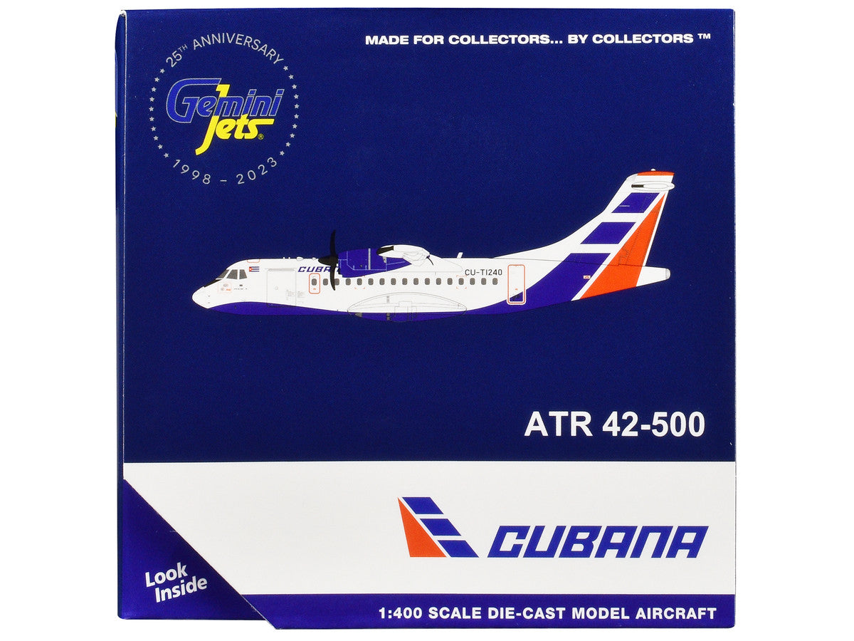 ATR 42-500 Commercial Aircraft "Cubana Airlines" (CU-T1240) White with Red and Blue Stripes 1/400 Diecast Model Airplane by GeminiJets LuxuryLifeWay Online Store