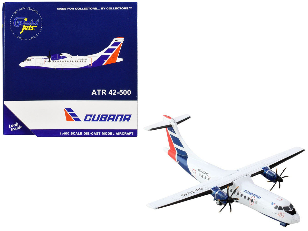 ATR 42-500 Commercial Aircraft "Cubana Airlines" (CU-T1240) White with Red and Blue Stripes 1/400 Diecast Model Airplane by GeminiJets LuxuryLifeWay Online Store