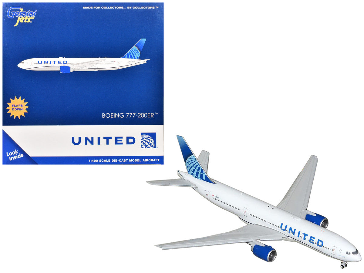 Boeing 777-200ER Commercial Aircraft with Flaps Down "United Airlines" (N798UA) White with Blue Tail 1/400 Diecast Model Airplane by GeminiJets LuxuryLifeWay Online Store