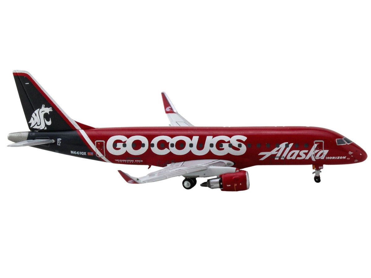 Embraer ERJ-175 Commercial Aircraft "Alaska Airlines/Horizon - Washington State Cougars" (N661QX) Red with Gray Tail 1/400 Diecast Model Airplane by GeminiJets LuxuryLifeWay Online Store