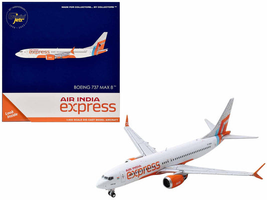 Boeing 737 MAX 8 Commercial Aircraft "Air India Express" (VT-BXA) White with Tail Graphics 1/400 Diecast Model Airplane by GeminiJets LuxuryLifeWay Online Store