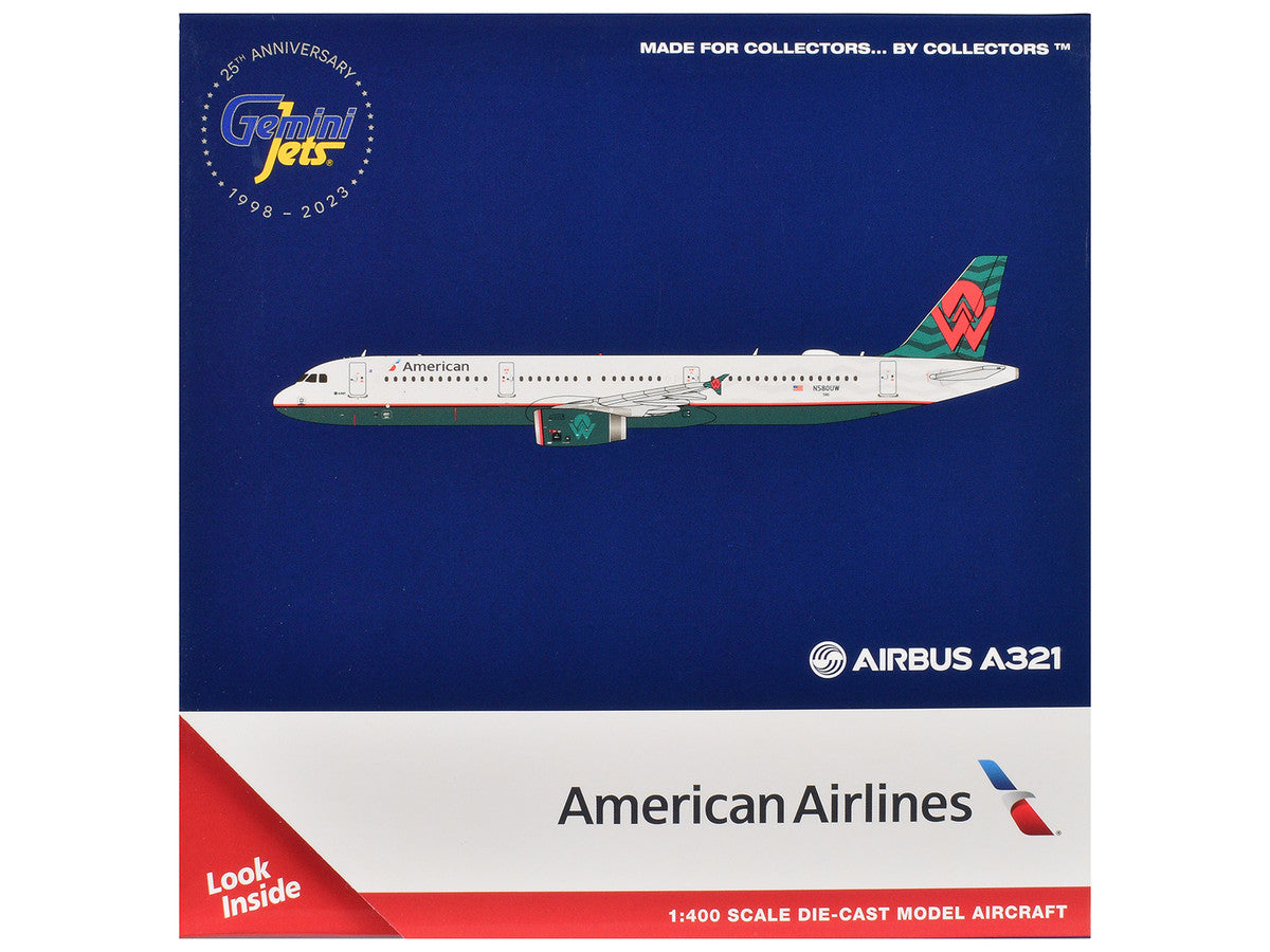 Airbus A321 Commercial Aircraft "American Airlines - America West Heritage Jet" (N580UW) White with Tail Graphics 1/400 Diecast Model Airplane by GeminiJets LuxuryLifeWay Online Store