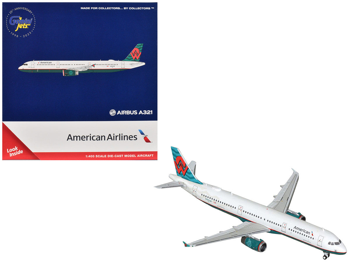 Airbus A321 Commercial Aircraft "American Airlines - America West Heritage Jet" (N580UW) White with Tail Graphics 1/400 Diecast Model Airplane by GeminiJets LuxuryLifeWay Online Store