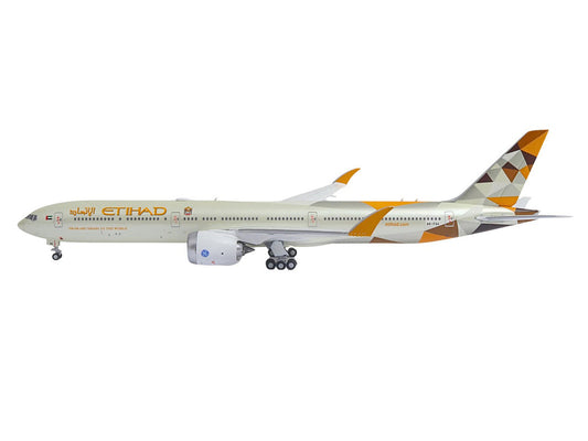 Boeing 777-9 Commercial Aircraft "Etihad Airways" (A6-FAA) Beige with Tail Graphics 1/400 Diecast Model Airplane by GeminiJets LuxuryLifeWay Online Store