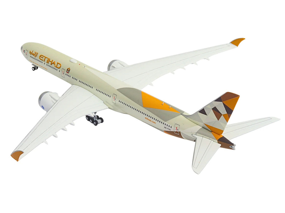 Boeing 777-9 Commercial Aircraft "Etihad Airways" (A6-FAA) Beige with Tail Graphics 1/400 Diecast Model Airplane by GeminiJets LuxuryLifeWay Online Store