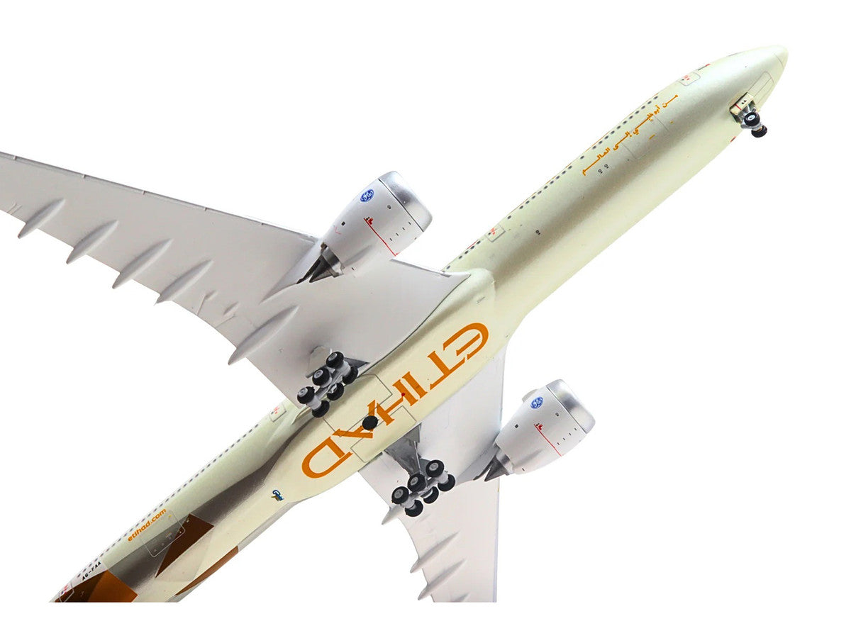 Boeing 777-9 Commercial Aircraft "Etihad Airways" (A6-FAA) Beige with Tail Graphics 1/400 Diecast Model Airplane by GeminiJets LuxuryLifeWay Online Store
