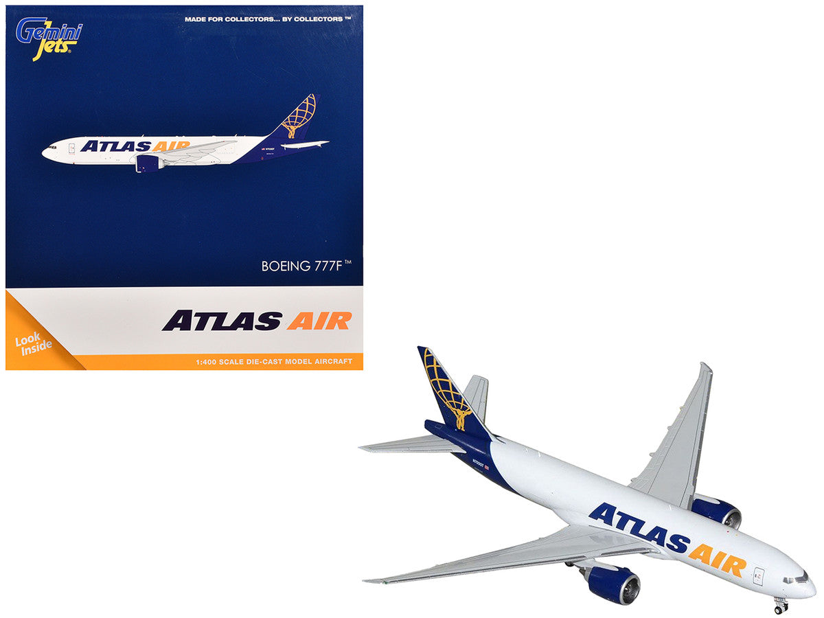 Boeing 777-200LR Commercial Aircraft "Atlas Air" (N703GT) White with Blue Tail 1/400 Diecast Model Airplane by GeminiJets LuxuryLifeWay Online Store