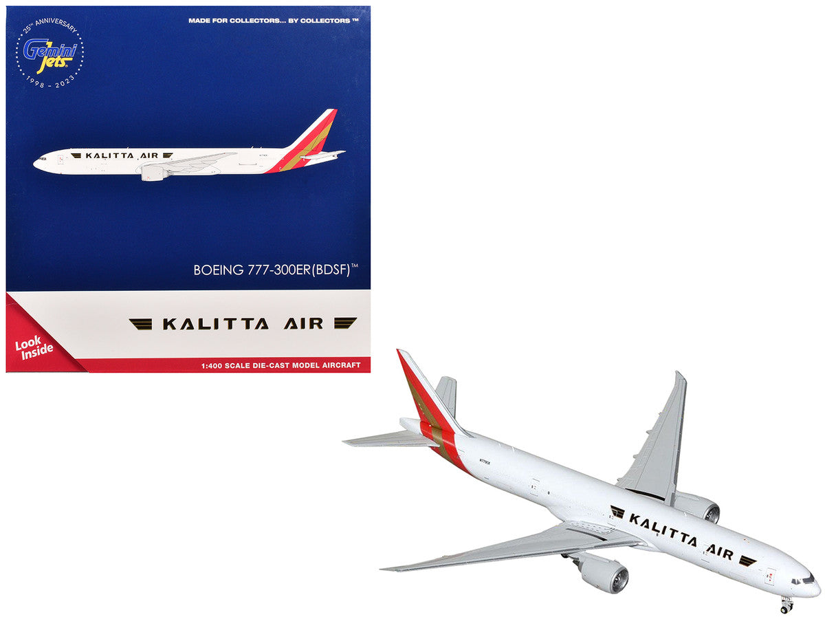 Boeing 777-300ER Commercial Aircraft "Kalitta Air" (N779CK) White with Red Tail 1/400 Diecast Model Airplane by GeminiJets LuxuryLifeWay Online Store