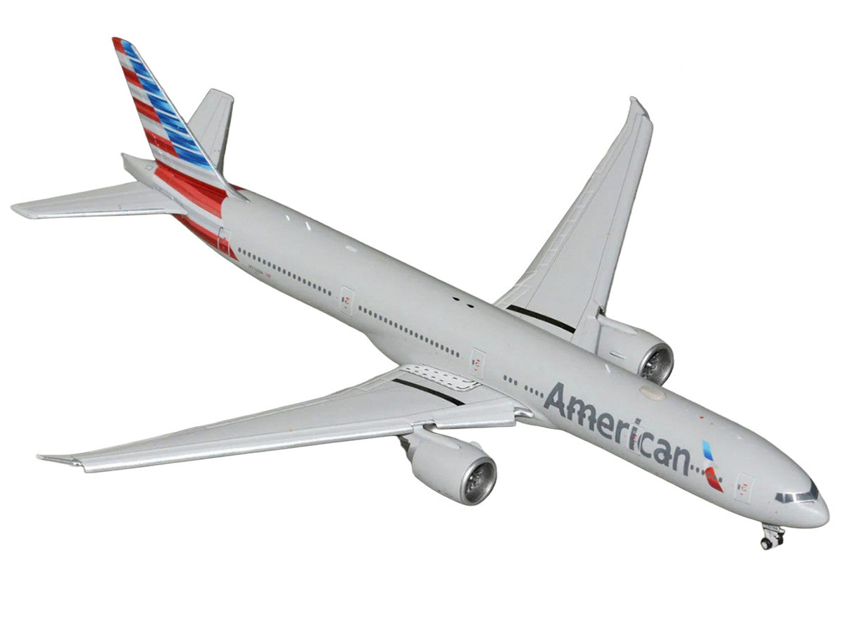 Boeing 777-300ER Commercial Aircraft with Flaps Down "American Airlines" (N722AN) Gray with Striped Tail 1/400 Diecast Model by GeminiJets LuxuryLifeWay Online Store