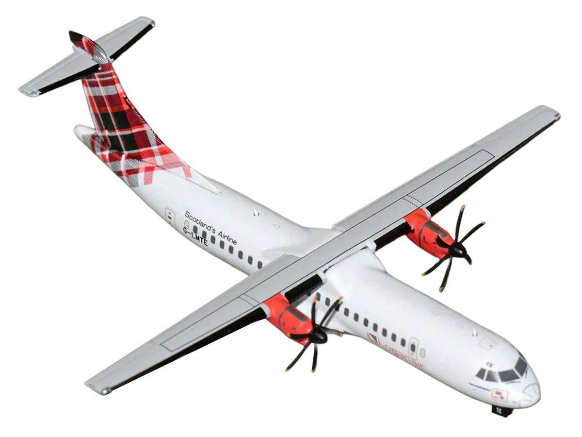 ATR 72-600 Commercial Aircraft "Loganair - Scotland's Airline" (G-LMTE) White with Red Plaid Tail 1/400 Diecast Model by GeminiJets LuxuryLifeWay Online Store