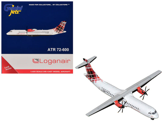 ATR 72-600 Commercial Aircraft "Loganair - Scotland's Airline" (G-LMTE) White with Red Plaid Tail 1/400 Diecast Model by GeminiJets LuxuryLifeWay Online Store