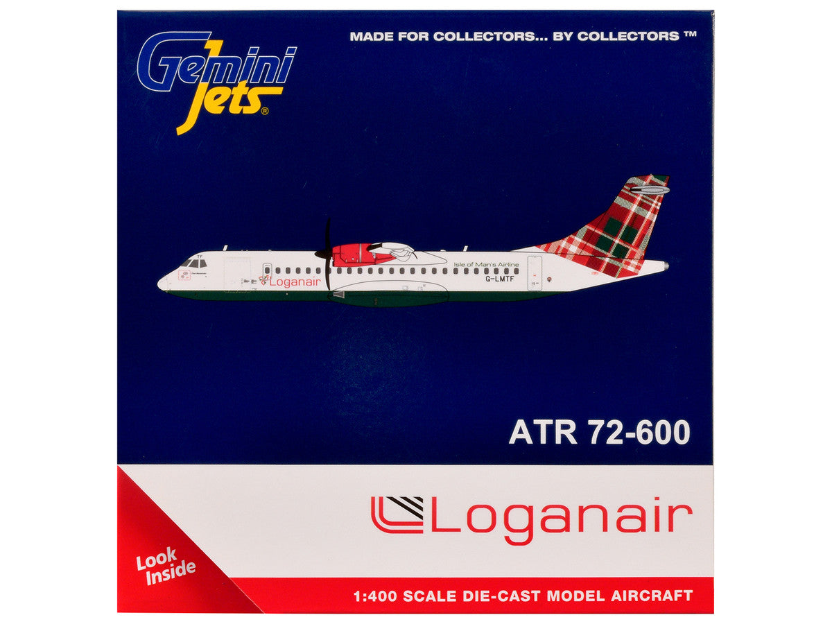 ATR 72-600 Commercial Aircraft "Loganair - Isle of Man's Airline" (G-LMTE) White with Red and Green Plaid Tail 1/400 Diecast Model by GeminiJets LuxuryLifeWay Online Store