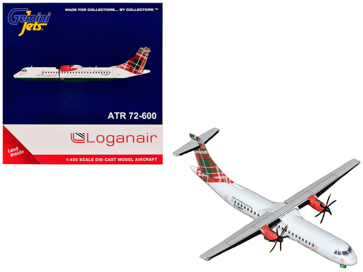 ATR 72-600 Commercial Aircraft "Loganair - Isle of Man's Airline" (G-LMTE) White with Red and Green Plaid Tail 1/400 Diecast Model by GeminiJets LuxuryLifeWay Online Store