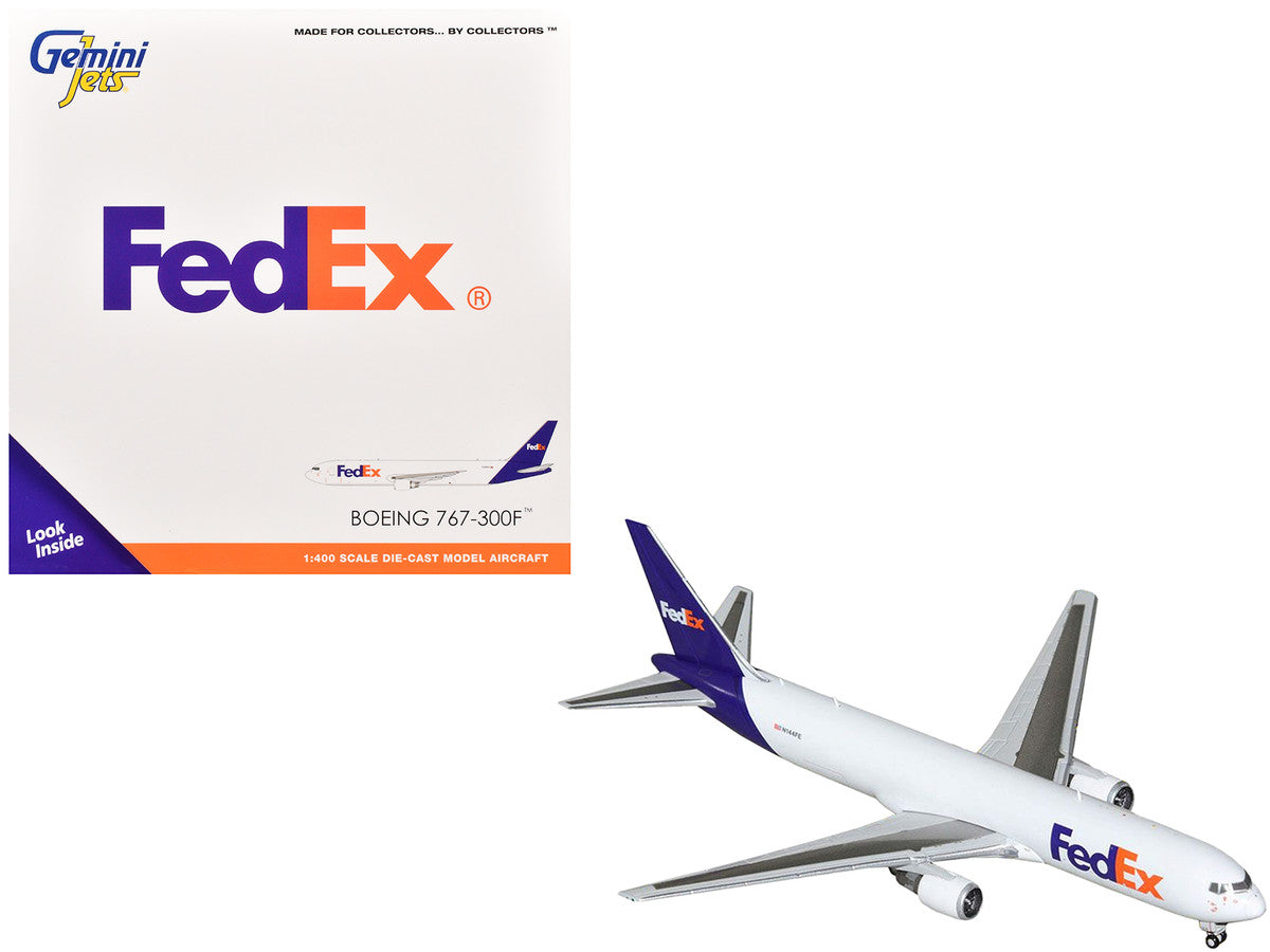 Boeing 767-300F Commercial Aircraft "FedEx (Federal Express)" (N144FE) White with Purple Tail 1/400 Diecast Model Airplane by GeminiJets LuxuryLifeWay Online Store