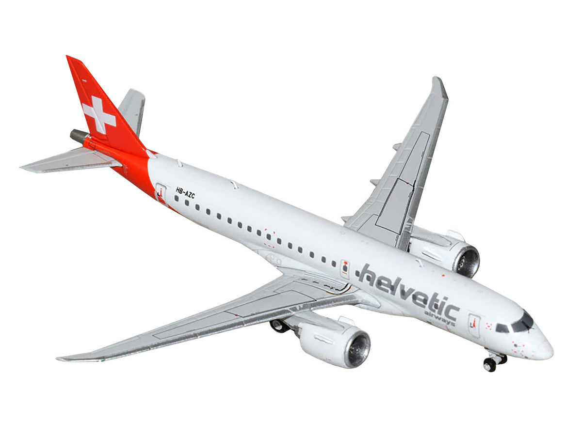 Embraer E190-E2 Commercial Aircraft "Helvetic Airways" (HB-AZC) White with Red Tail 1/400 Diecast Model Airplane by GeminiJets LuxuryLifeWay Online Store