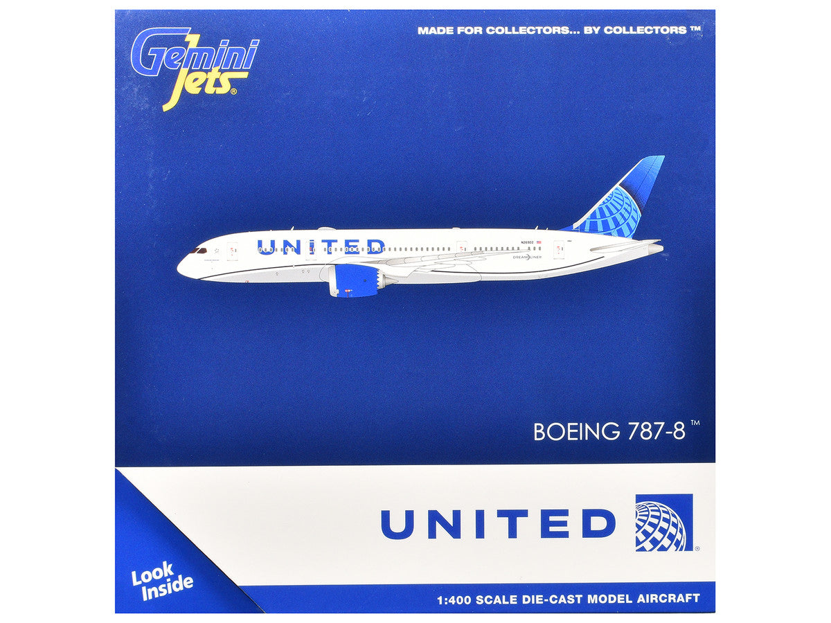 Boeing 787-8 Commercial Aircraft "United Airlines" (N26902) White with Blue Tail 1/400 Diecast Model Airplane by GeminiJets LuxuryLifeWay Online Store