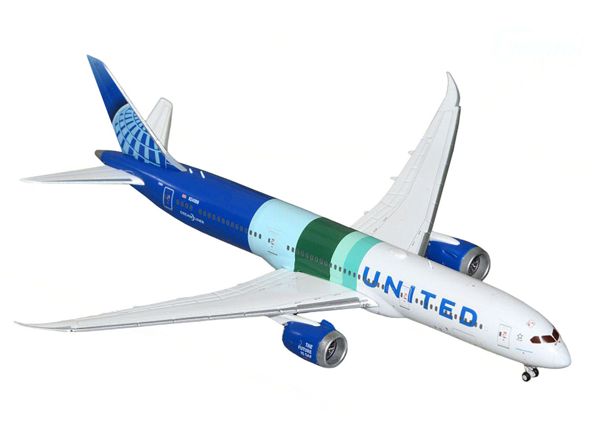 Boeing 787-9 Commercial Aircraft "United Airlines - The Future is SAF" (N24988) White and Blue with Stripes 1/400 Diecast Model Airplane by GeminiJets LuxuryLifeWay Online Store