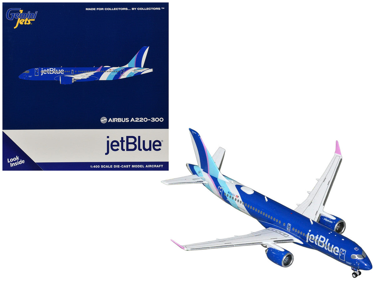 Airbus A220-300 Commercial Aircraft "JetBlue Airways" (N3241J) Blue with Striped Tail 1/400 Diecast Model by GeminiJets LuxuryLifeWay Online Store