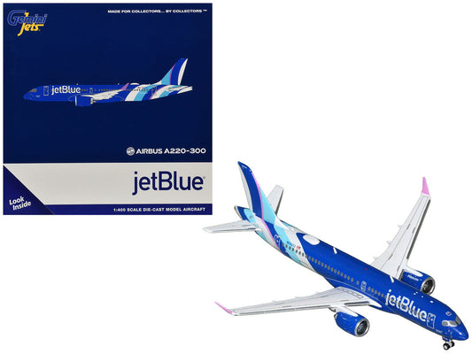 Airbus A220-300 Commercial Aircraft "JetBlue Airways" (N3241J) Blue with Striped Tail 1/400 Diecast Model by GeminiJets LuxuryLifeWay Online Store