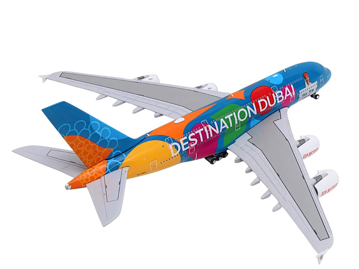Airbus A380-800 Commercial Aircraft "Emirates Airlines - Destination Dubai" (A6-EES) Blue with Graphics 1/400 Diecast Model Airplane by GeminiJets LuxuryLifeWay Online Store