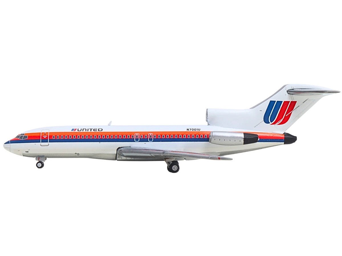 Boeing 727-100 Commercial Aircraft "United Airlines - Saul Bass Livery" (N7001U) White with Stripes 1/400 Diecast Model by GeminiJets LuxuryLifeWay Online Store