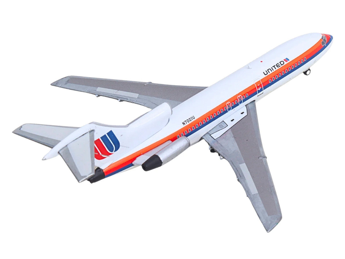 Boeing 727-100 Commercial Aircraft "United Airlines - Saul Bass Livery" (N7001U) White with Stripes 1/400 Diecast Model by GeminiJets LuxuryLifeWay Online Store