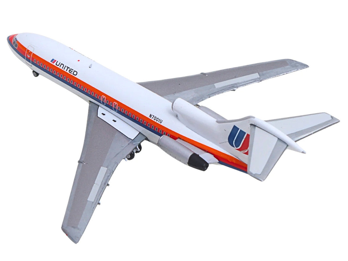 Boeing 727-100 Commercial Aircraft "United Airlines - Saul Bass Livery" (N7001U) White with Stripes 1/400 Diecast Model by GeminiJets LuxuryLifeWay Online Store