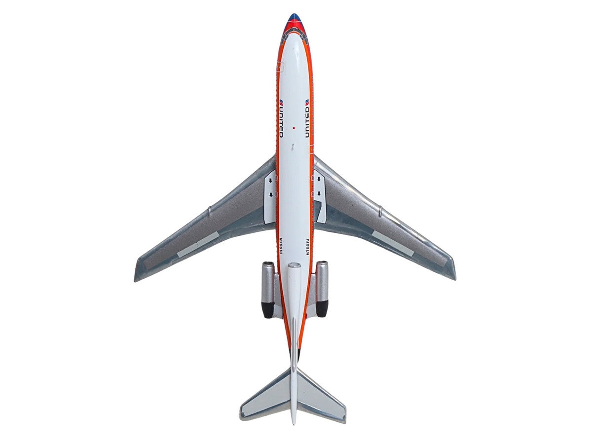 Boeing 727-100 Commercial Aircraft "United Airlines - Saul Bass Livery" (N7001U) White with Stripes 1/400 Diecast Model by GeminiJets LuxuryLifeWay Online Store