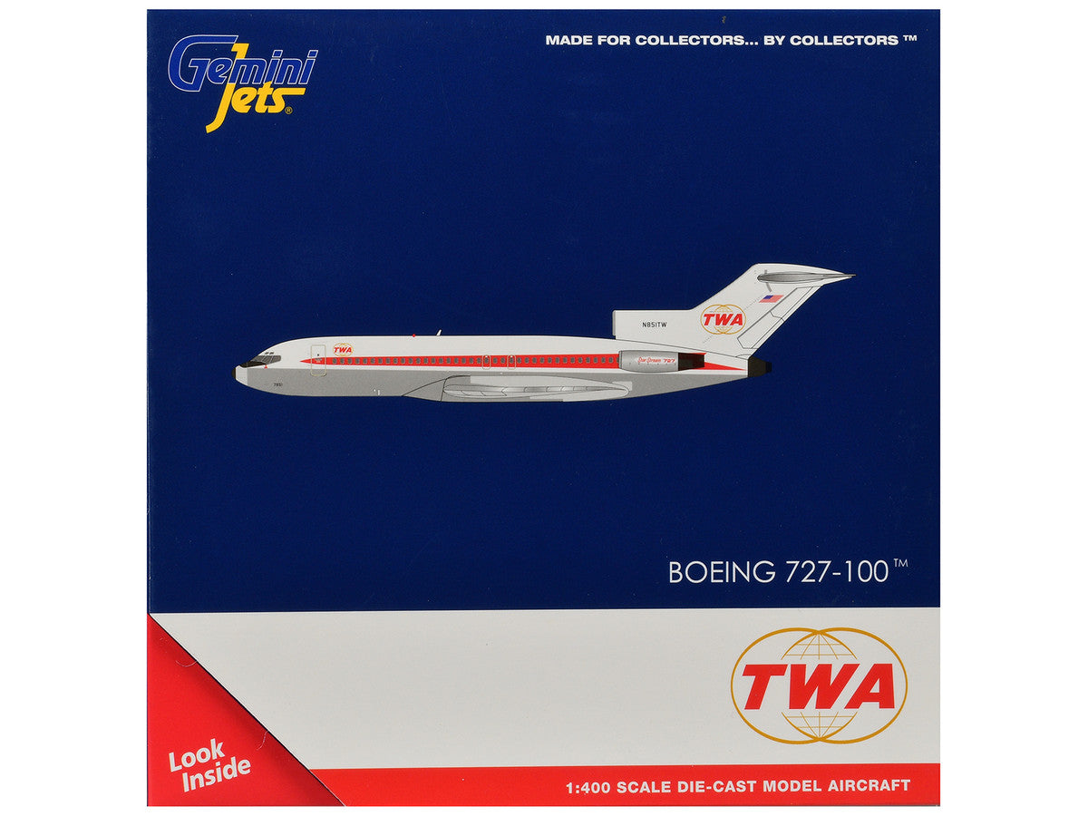 Boeing 727-100 Commercial Aircraft "Trans World Airlines" (N851TW) White with Red Stripes 1/400 Diecast Model by GeminiJets LuxuryLifeWay Online Store