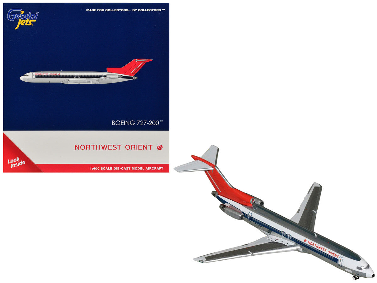 Boeing 727-200 Commercial Aircraft "Northwest Orient" (N298US) Silver with White Stripes and Red Tail 1/400 Diecast Model by GeminiJets LuxuryLifeWay Online Store