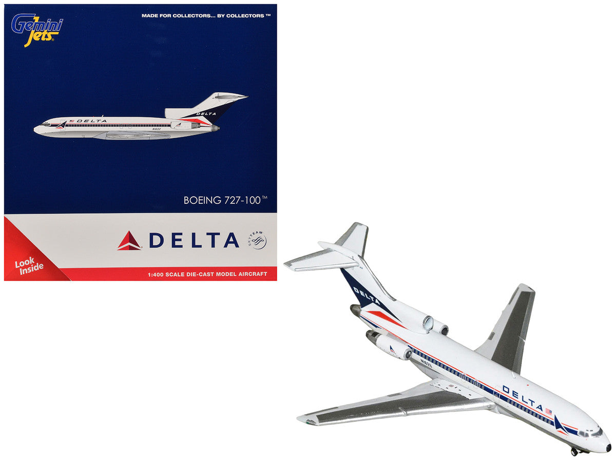 Boeing 727-100 Commercial Aircraft "Delta Air Lines" (N1633) White with Red and Blue Stripes 1/400 Diecast Model by GeminiJets LuxuryLifeWay Online Store