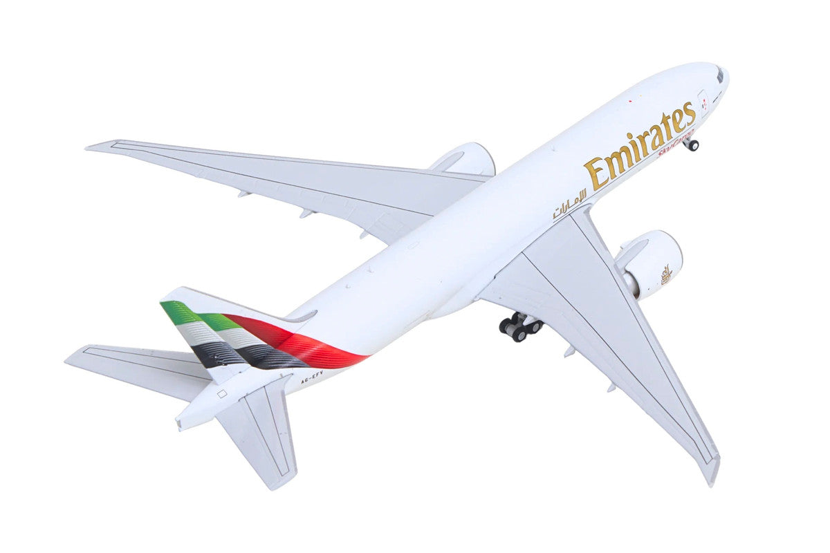 Boeing 777F Commercial Aircraft "Emirates SkyCargo" (A6-EFV) White with Striped Tail 1/400 Diecast Model by GeminiJets LuxuryLifeWay Online Store