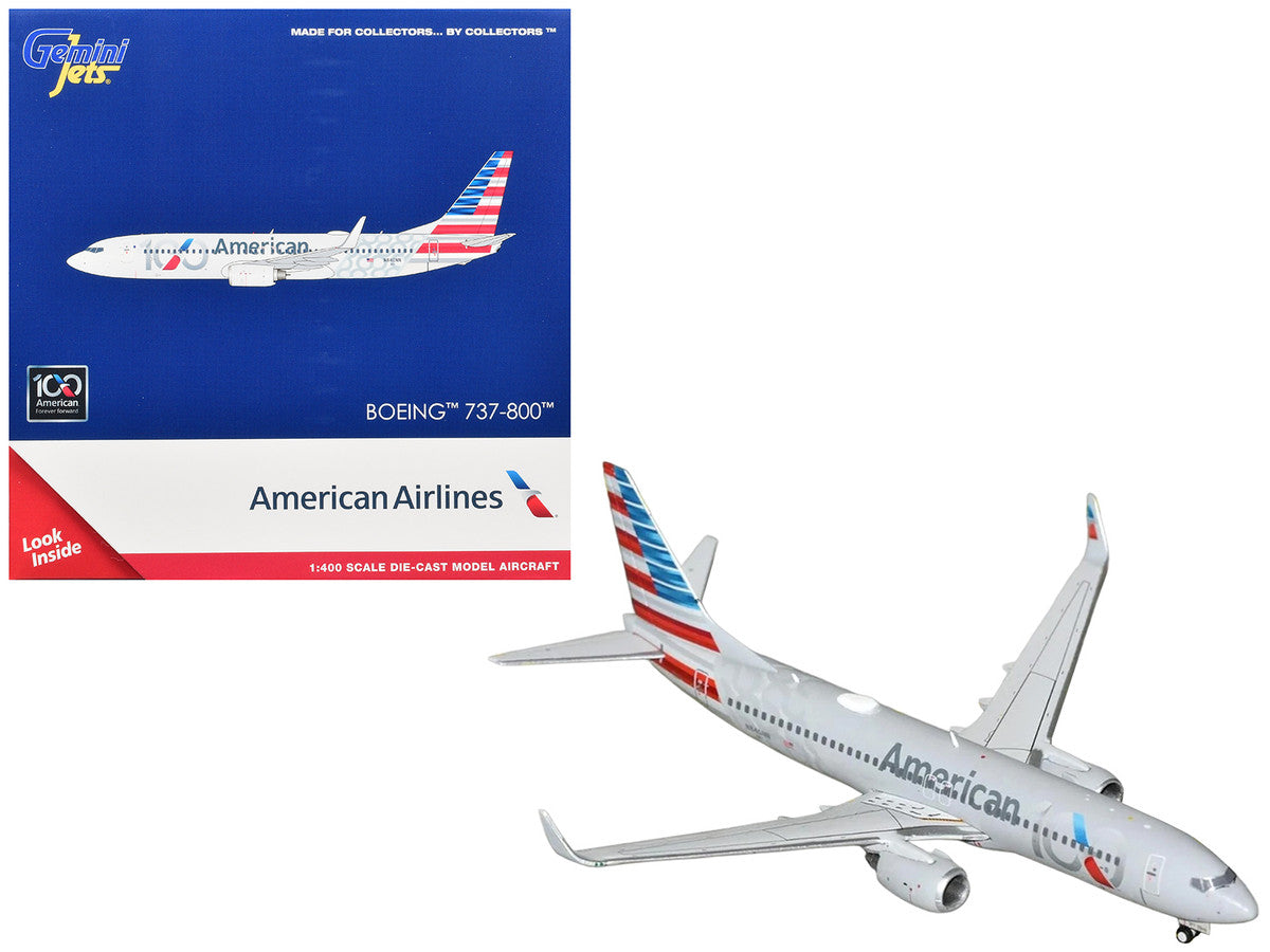 Boeing 737-800 Commercial Aircraft "American Airlines 100th Anniversary 2026" (N840NN) Gray with Tail Stripes 1/400 Diecast Model Airplane by GeminiJets LuxuryLifeWay Online Store