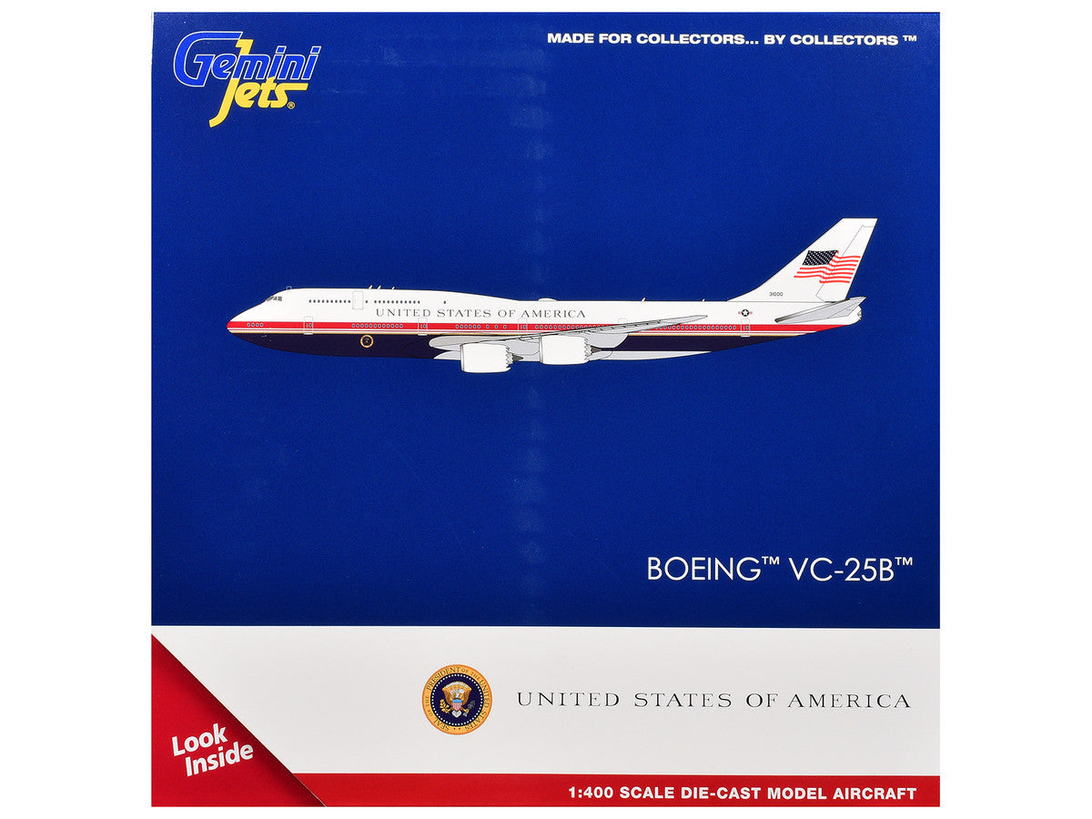 Boeing VC-25B Transport Aircraft "Air Force One - United States of America" (31000) White and Blue with Red Stripes 1/400 Diecast Model Airplane by GeminiJets LuxuryLifeWay Online Store