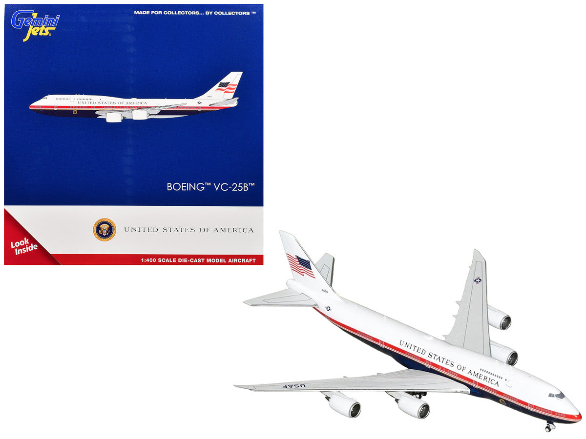 Boeing VC-25B Transport Aircraft "Air Force One - United States of America" (31000) White and Blue with Red Stripes 1/400 Diecast Model Airplane by GeminiJets LuxuryLifeWay Online Store