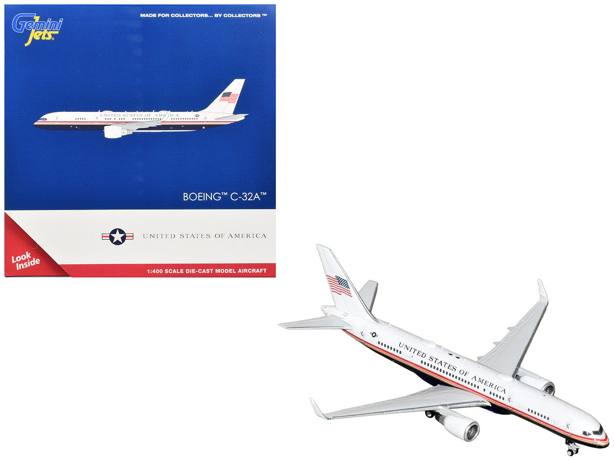 Boeing C-32A Transport Aircraft "Air Force Two - United States of America" (99-0003) White and Blue with Red Stripes 1/400 Diecast Model Airplane by GeminiJets LuxuryLifeWay Online Store