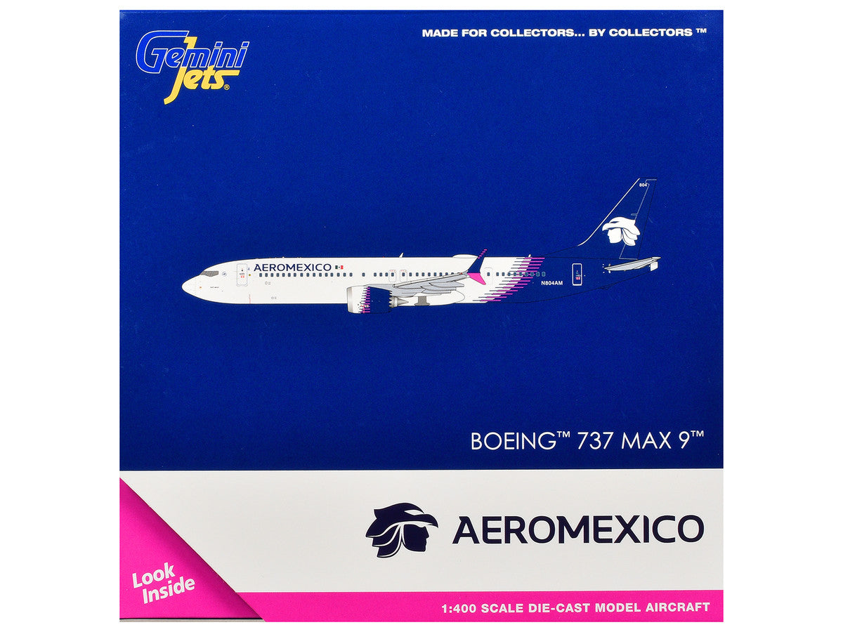 Boeing 737 MAX 9 Commercial Aircraft "Aeromexico" (N804AM) White with Blue Tail 1/400 Diecast Model Airplane by GeminiJets LuxuryLifeWay Online Store