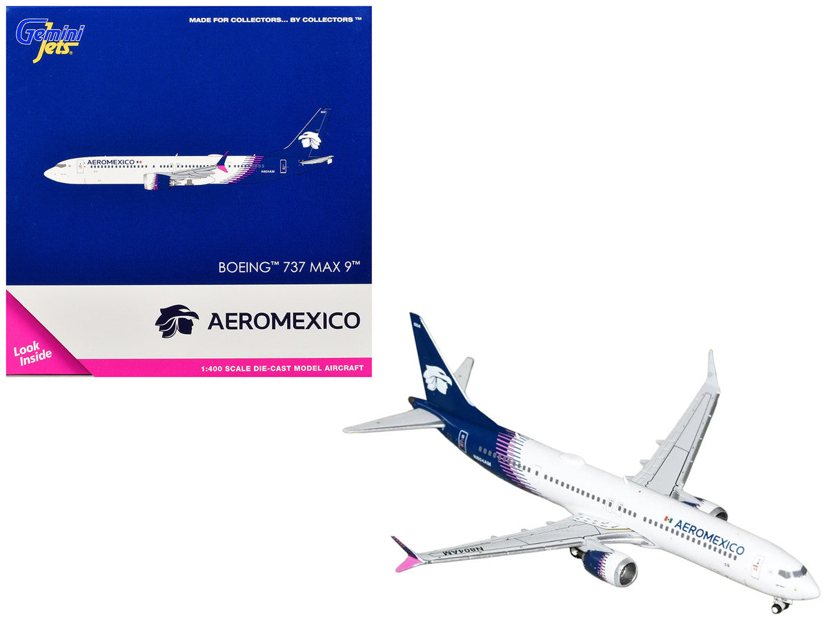Boeing 737 MAX 9 Commercial Aircraft "Aeromexico" (N804AM) White with Blue Tail 1/400 Diecast Model Airplane by GeminiJets LuxuryLifeWay Online Store