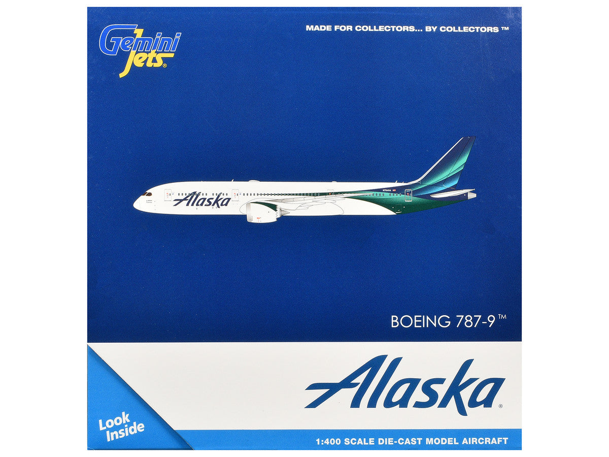 Boeing 787-9 Commercial Aircraft "Alaska Airlines" (N784HA) White with Blue and Green Tail 1/400 Diecast Model by GeminiJets LuxuryLifeWay Online Store