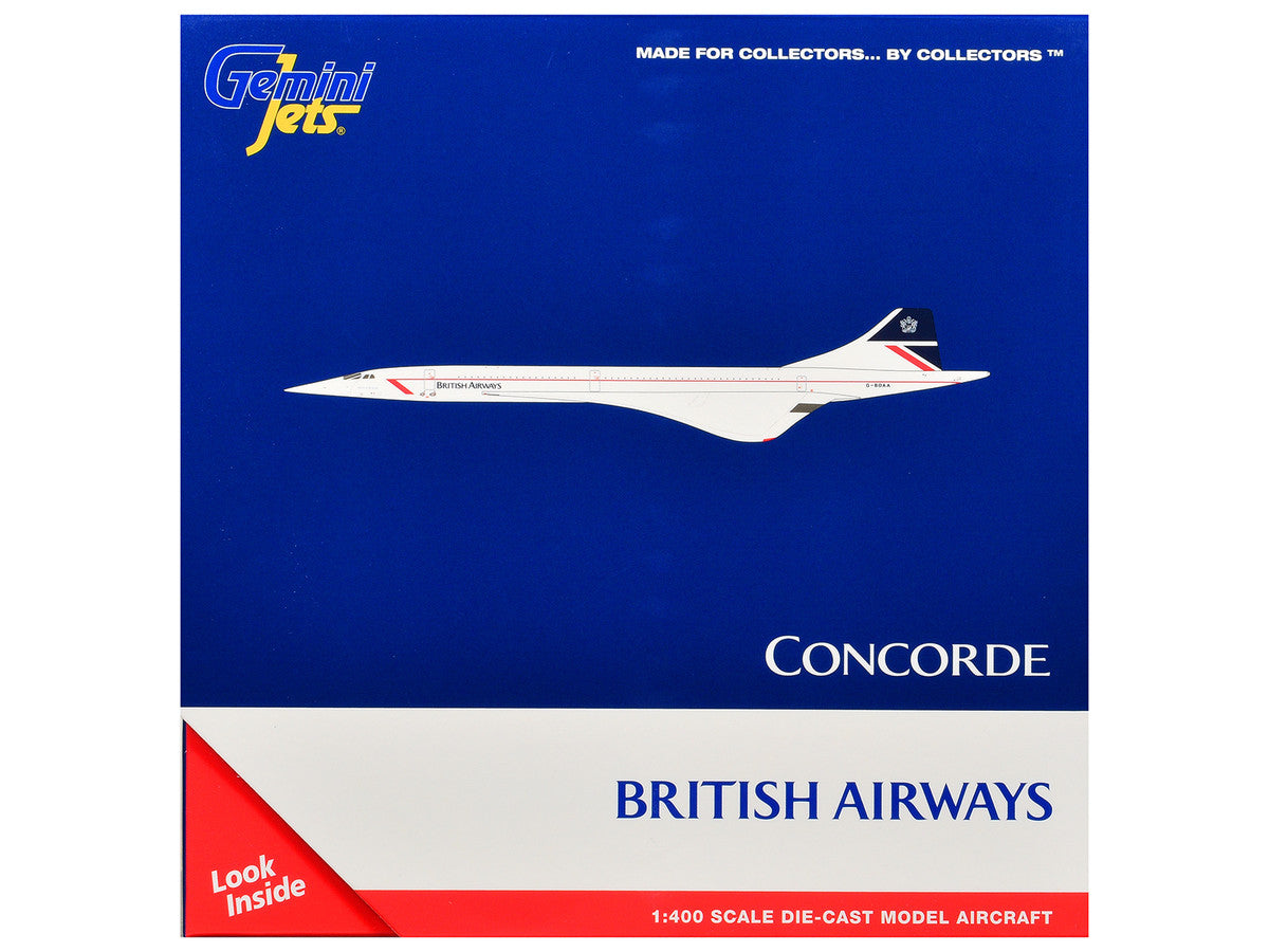 BAC/Aerospatiale Concorde Commercial Aircraft "British Airways" (G-BOAA) White with Red Stripes and Blue Tail 1/400 Diecast Model Airplane by GeminiJets LuxuryLifeWay Online Store