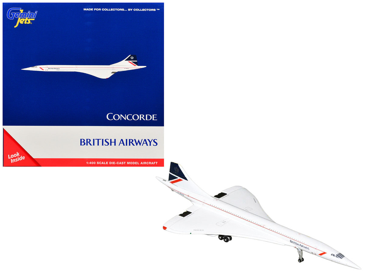BAC/Aerospatiale Concorde Commercial Aircraft "British Airways" (G-BOAA) White with Red Stripes and Blue Tail 1/400 Diecast Model Airplane by GeminiJets LuxuryLifeWay Online Store