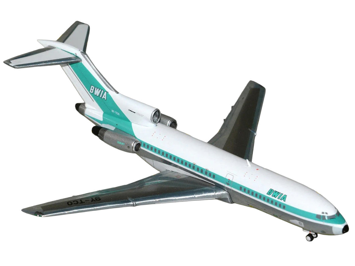 Boeing 727-100 Commercial Aircraft "British West Indian Airways" (9Y-TCO) White with Light Green Stripes 1/400 Diecast Model Airplane by GeminiJets LuxuryLifeWay Online Store