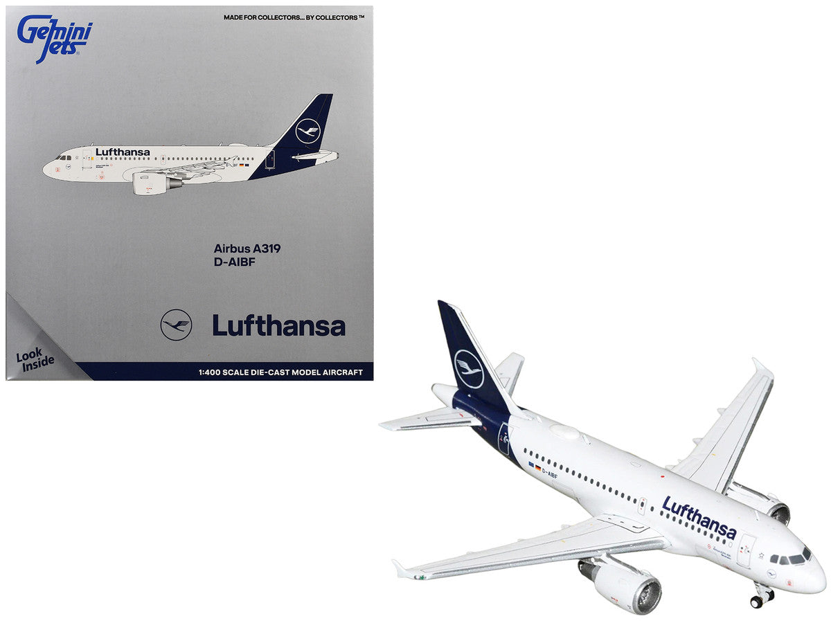 Airbus A319-100 Commercial Aircraft "Lufthansa" (D-AIBF) White with Dark Blue Tail 1/400 Diecast Model Airplane by GeminiJets LuxuryLifeWay Online Store