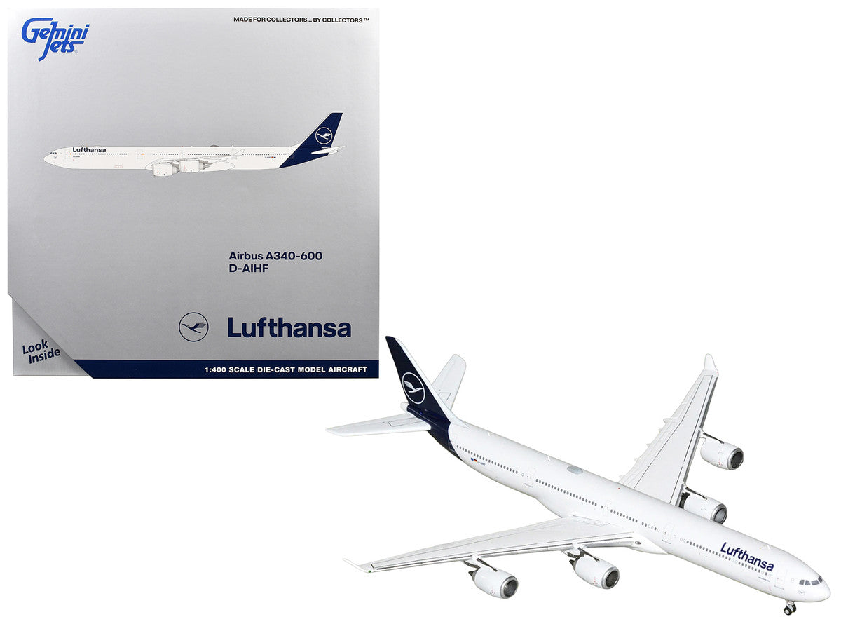 Airbus A340-600 Commercial Aircraft "Lufthansa" (D-AIHF) White with Dark Blue Tail 1/400 Diecast Model Airplane by GeminiJets LuxuryLifeWay Online Store