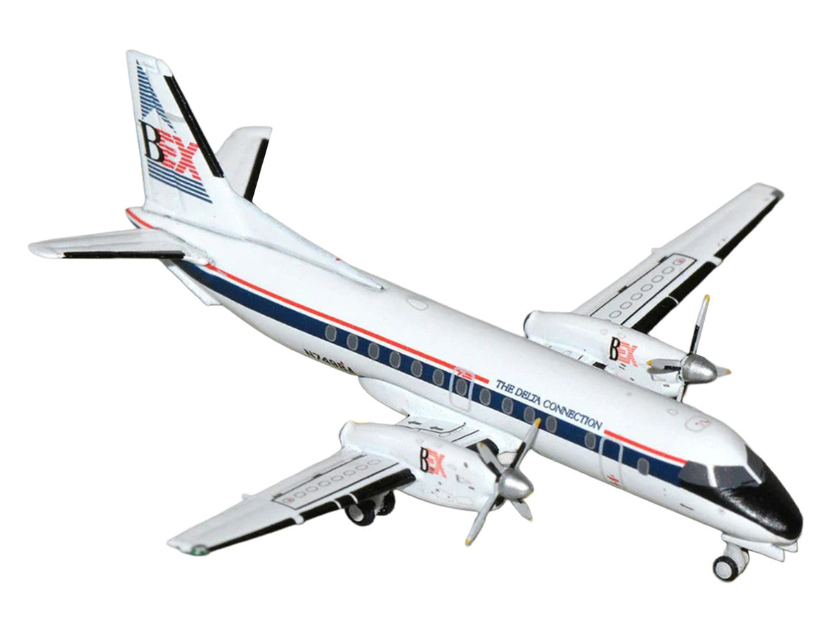 Saab 340A Commercial Aircraft "Business Express Airlines - The Delta Connection" (N749BA) White with Blue and Red Stripes 1/400 Diecast Model by GeminiJets LuxuryLifeWay Online Store