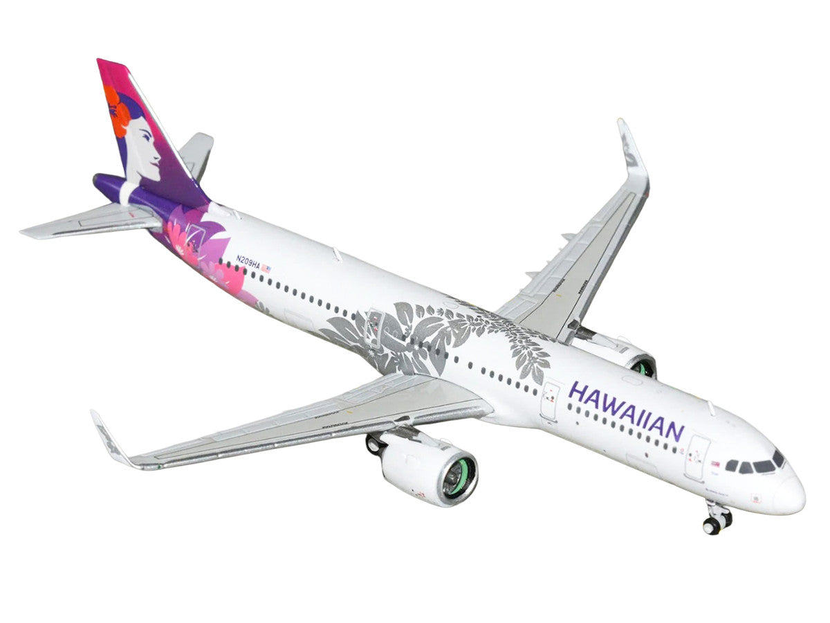 Airbus A321neo Commercial Aircraft "Hawaiian Airlines" (N209HA) White with Purple Tail Graphics 1/400 Diecast Model Airplane by GeminiJets LuxuryLifeWay Online Store
