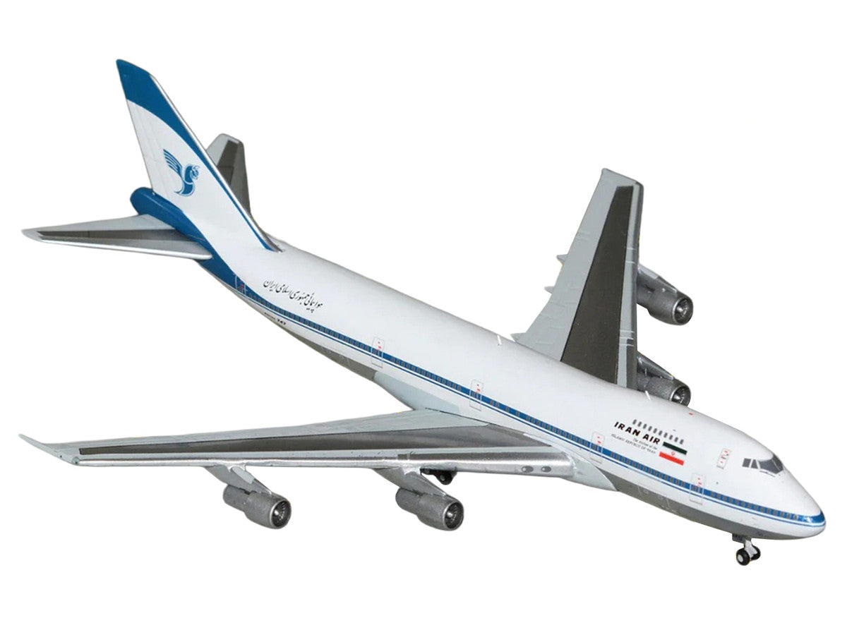 Boeing 747-100 Commercial Aircraft "Iran Air" (EP-IAM) White with Blue Stripes 1/400 Diecast Model by GeminiJets LuxuryLifeWay Online Store